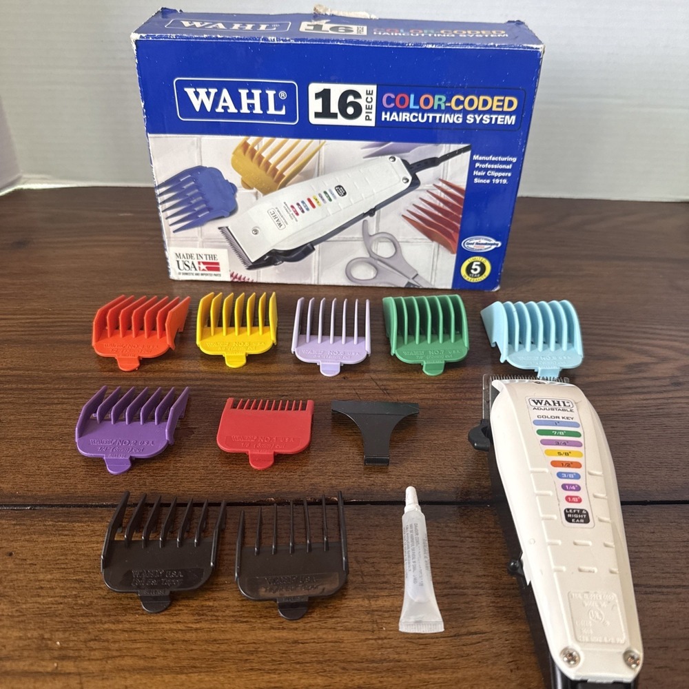 Wahl Color Code‎ 16-Piece Haircut Kit White/Black Clippers Model 79400 USA